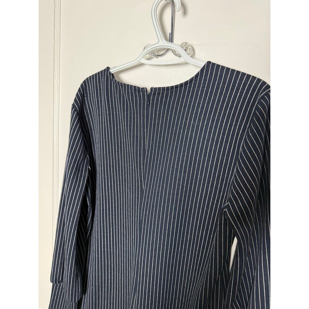 Ann Taylor Dress L Navy Pinstripe Long Sleeve A Line Career Work Office Preppy - Picture 8 of 8